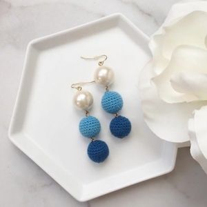 J Crew Crochet Pearl Drop Earrings